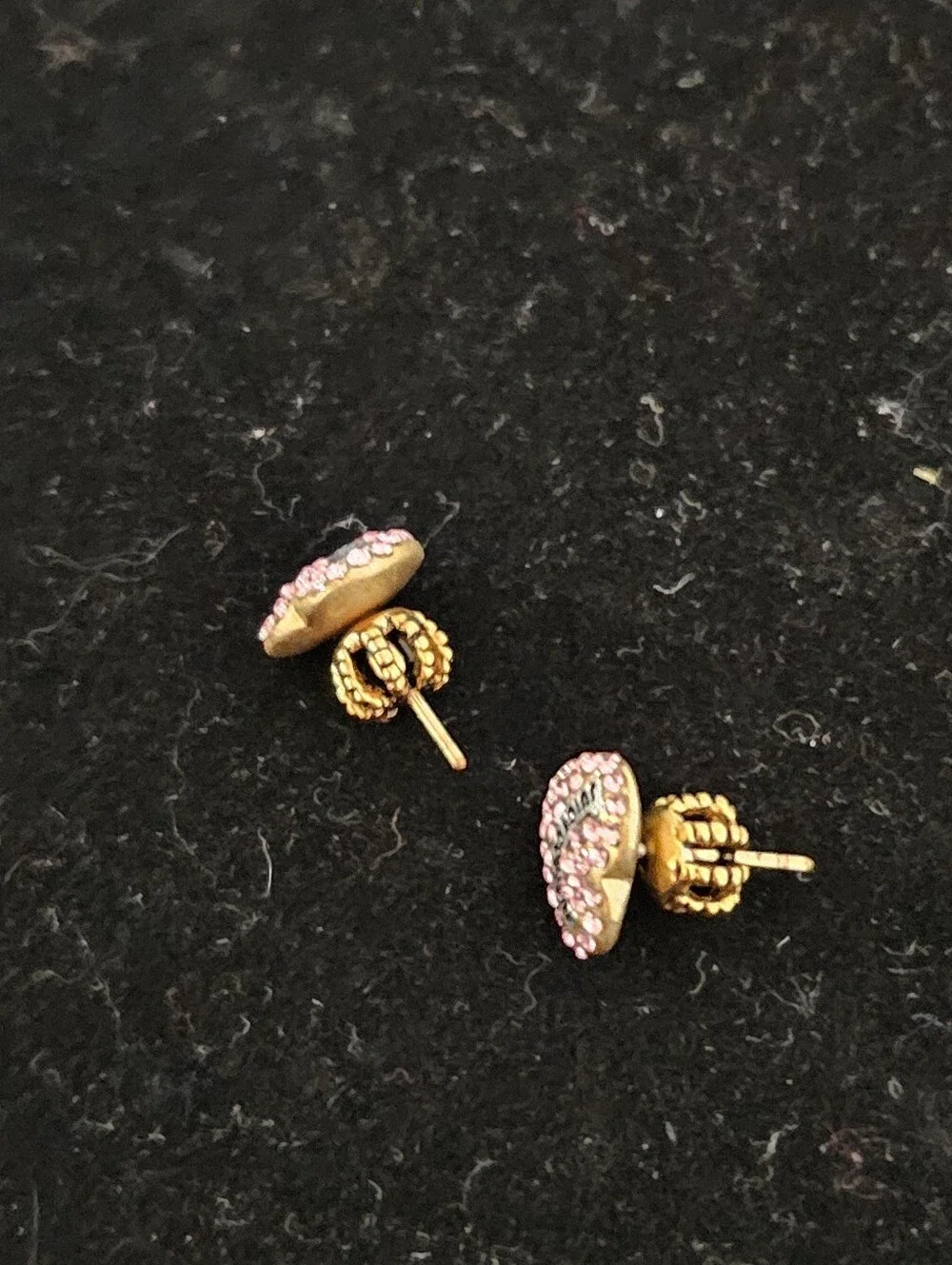 Juicy Couture Pink Crystal Heart Stud Earrings